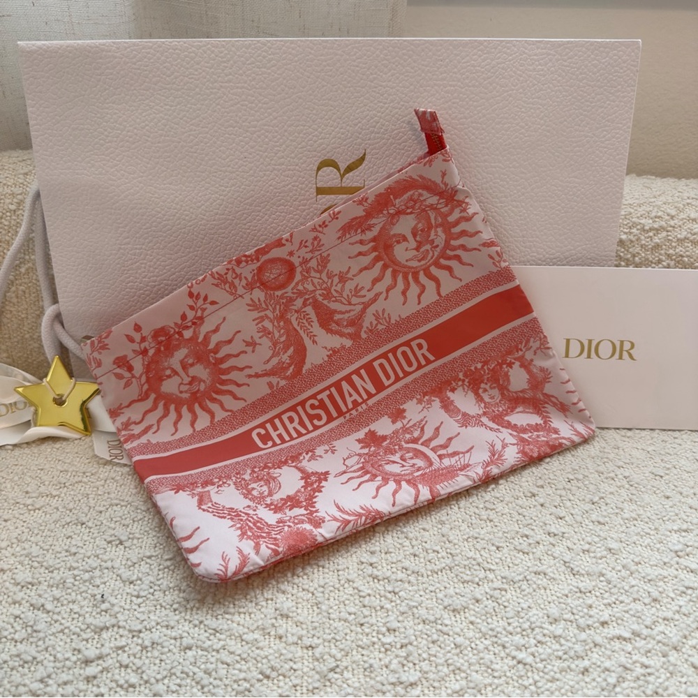 Dioriviera DiorTravel Zipped Pouch Clutch Makeup Bag | Orange / Peach / Coral